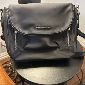 Karl Lagerfeld Paris "Cara" Nylon Flap Crossbody